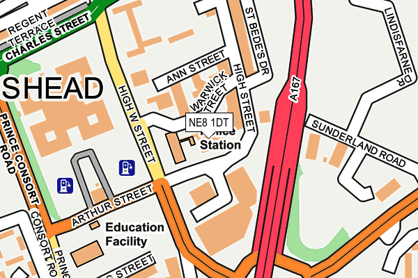 NE8 1DT map - OS OpenMap – Local (Ordnance Survey)