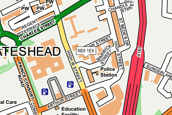 NE8 1EX map - OS OpenMap – Local (Ordnance Survey)