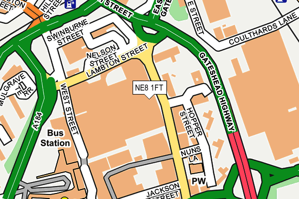 NE8 1FT map - OS OpenMap – Local (Ordnance Survey)