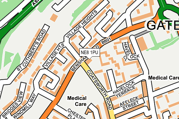 NE8 1PU map - OS OpenMap – Local (Ordnance Survey)