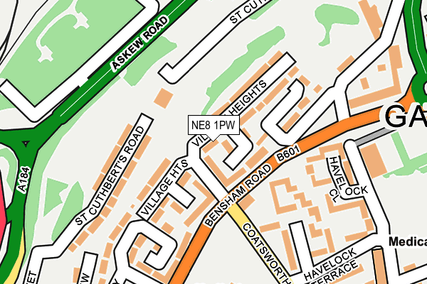NE8 1PW map - OS OpenMap – Local (Ordnance Survey)