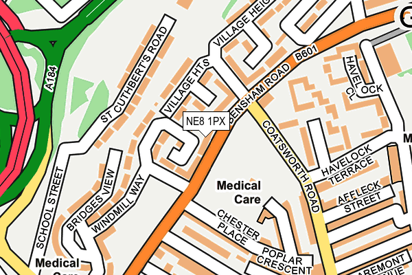 NE8 1PX map - OS OpenMap – Local (Ordnance Survey)