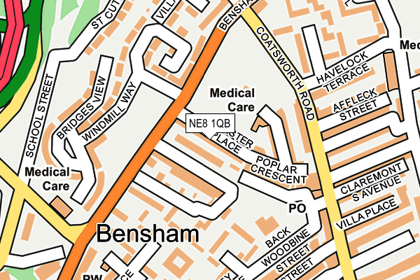 NE8 1QB map - OS OpenMap – Local (Ordnance Survey)