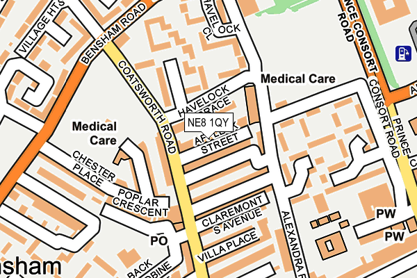 NE8 1QY map - OS OpenMap – Local (Ordnance Survey)