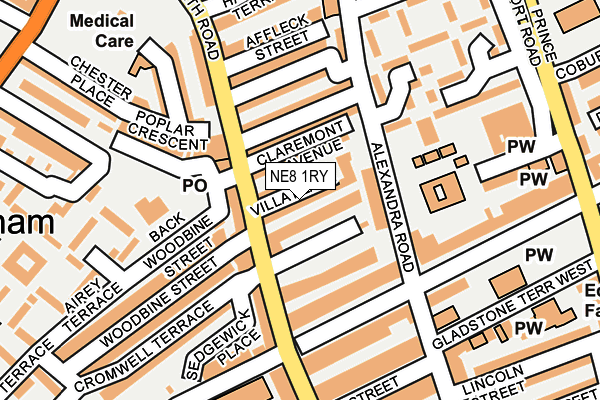 NE8 1RY map - OS OpenMap – Local (Ordnance Survey)