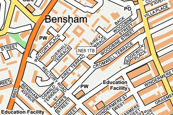 NE8 1TB map - OS OpenMap – Local (Ordnance Survey)