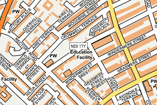 NE8 1TY map - OS OpenMap – Local (Ordnance Survey)