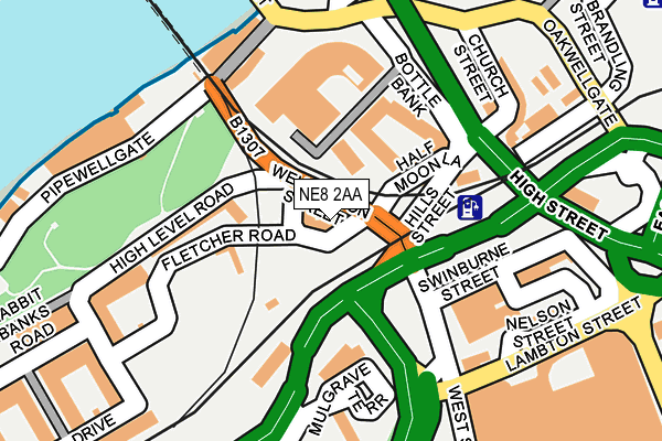 NE8 2AA map - OS OpenMap – Local (Ordnance Survey)