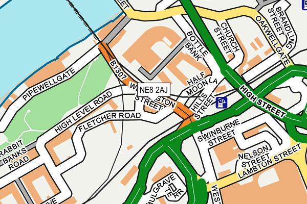NE8 2AJ map - OS OpenMap – Local (Ordnance Survey)