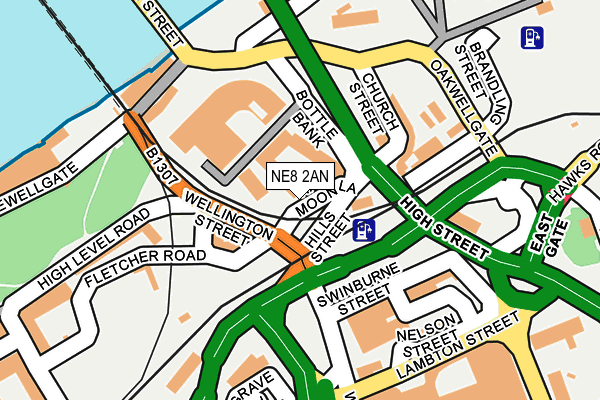 NE8 2AN map - OS OpenMap – Local (Ordnance Survey)