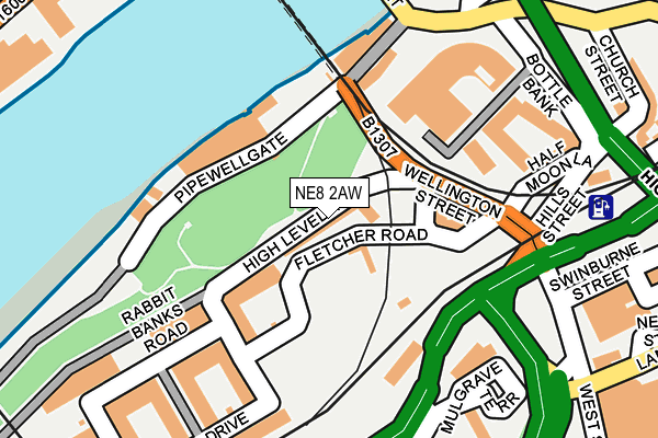 NE8 2AW map - OS OpenMap – Local (Ordnance Survey)
