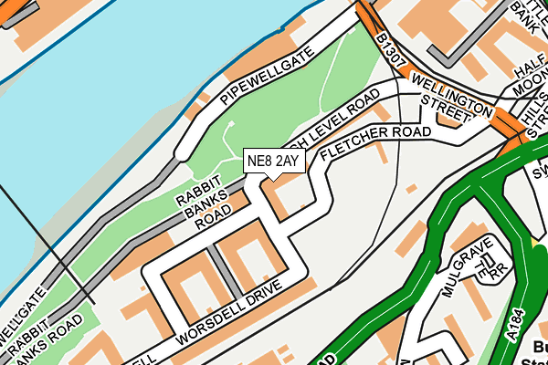 NE8 2AY map - OS OpenMap – Local (Ordnance Survey)