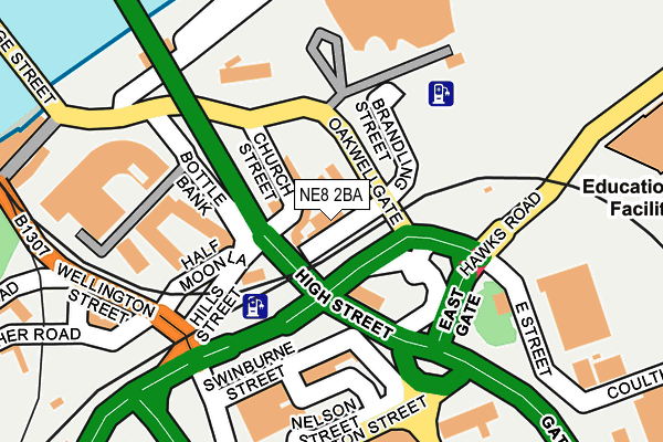 NE8 2BA map - OS OpenMap – Local (Ordnance Survey)