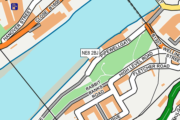 NE8 2BJ map - OS OpenMap – Local (Ordnance Survey)