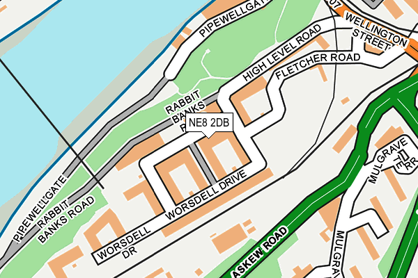 NE8 2DB map - OS OpenMap – Local (Ordnance Survey)