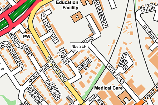 NE8 2EP map - OS OpenMap – Local (Ordnance Survey)