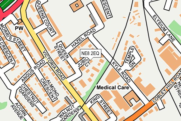 NE8 2EQ map - OS OpenMap – Local (Ordnance Survey)