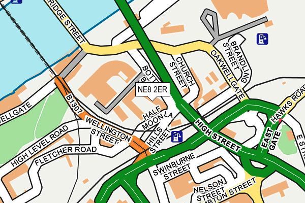 NE8 2ER map - OS OpenMap – Local (Ordnance Survey)