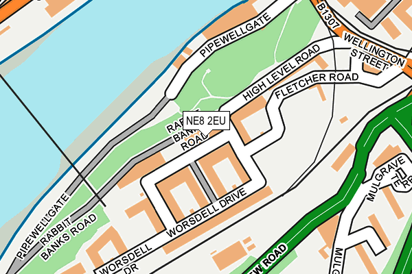 NE8 2EU map - OS OpenMap – Local (Ordnance Survey)