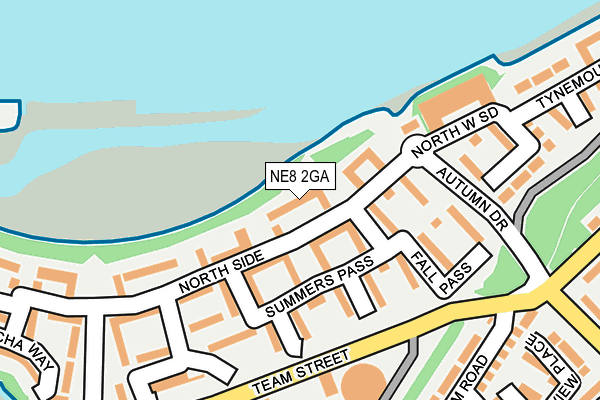 NE8 2GA map - OS OpenMap – Local (Ordnance Survey)