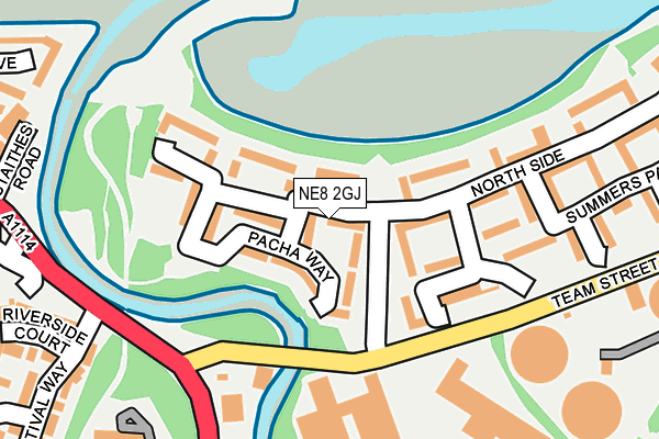 NE8 2GJ map - OS OpenMap – Local (Ordnance Survey)