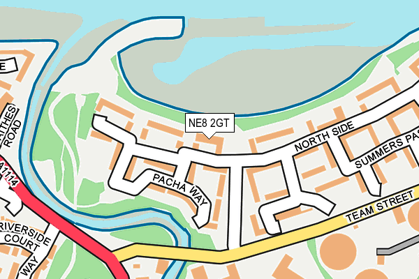 NE8 2GT map - OS OpenMap – Local (Ordnance Survey)