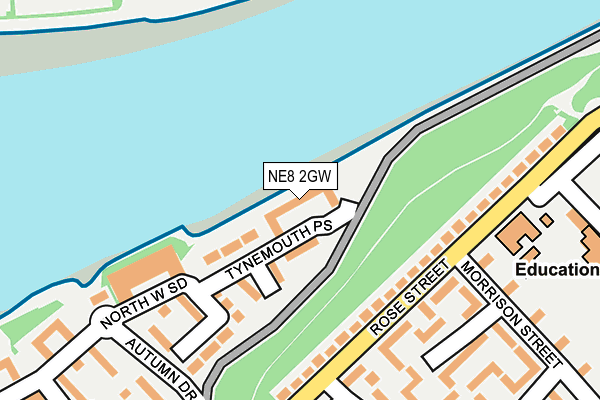 NE8 2GW map - OS OpenMap – Local (Ordnance Survey)