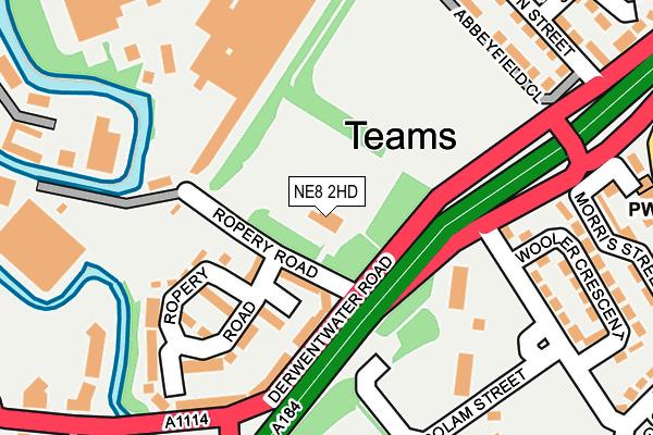 NE8 2HD map - OS OpenMap – Local (Ordnance Survey)