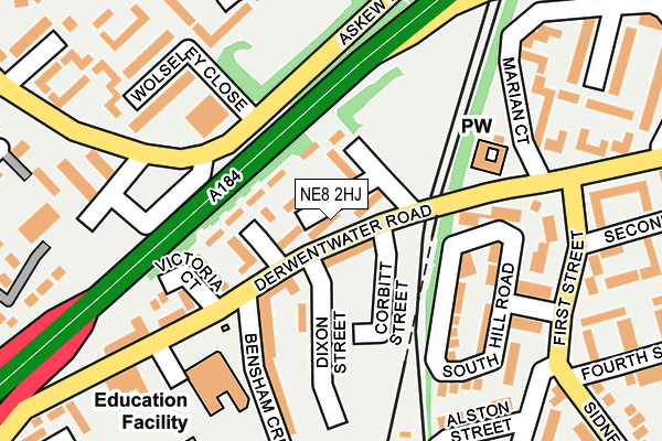 NE8 2HJ map - OS OpenMap – Local (Ordnance Survey)