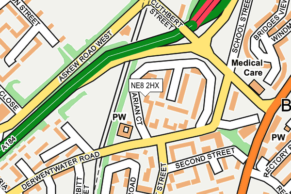 NE8 2HX map - OS OpenMap – Local (Ordnance Survey)