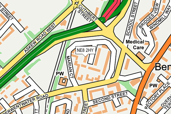 NE8 2HY map - OS OpenMap – Local (Ordnance Survey)