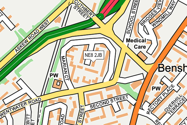 NE8 2JB map - OS OpenMap – Local (Ordnance Survey)