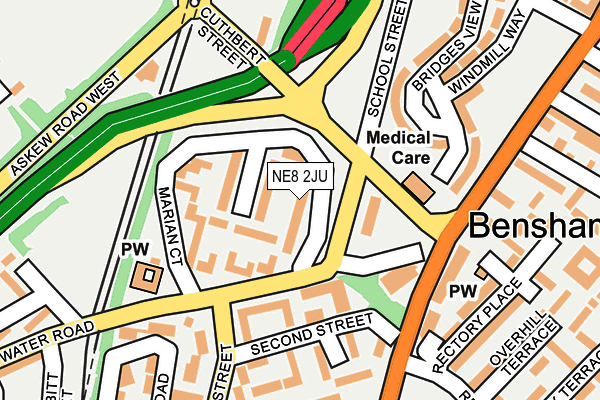 NE8 2JU map - OS OpenMap – Local (Ordnance Survey)