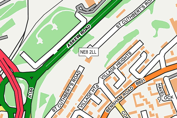 NE8 2LL map - OS OpenMap – Local (Ordnance Survey)