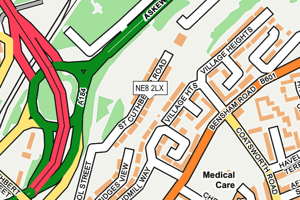 NE8 2LX map - OS OpenMap – Local (Ordnance Survey)