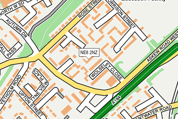 NE8 2NZ map - OS OpenMap – Local (Ordnance Survey)