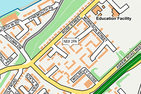 NE8 2PA map - OS OpenMap – Local (Ordnance Survey)