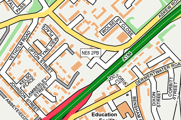 NE8 2PB map - OS OpenMap – Local (Ordnance Survey)