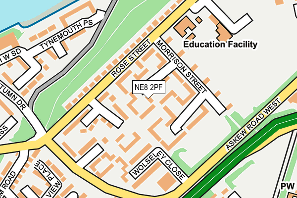NE8 2PF map - OS OpenMap – Local (Ordnance Survey)