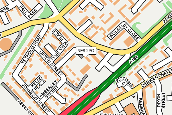 NE8 2PQ map - OS OpenMap – Local (Ordnance Survey)