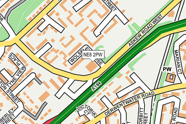 NE8 2PW map - OS OpenMap – Local (Ordnance Survey)