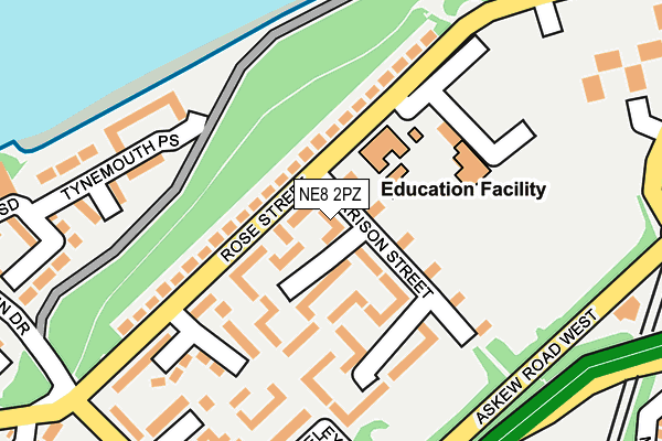 NE8 2PZ map - OS OpenMap – Local (Ordnance Survey)