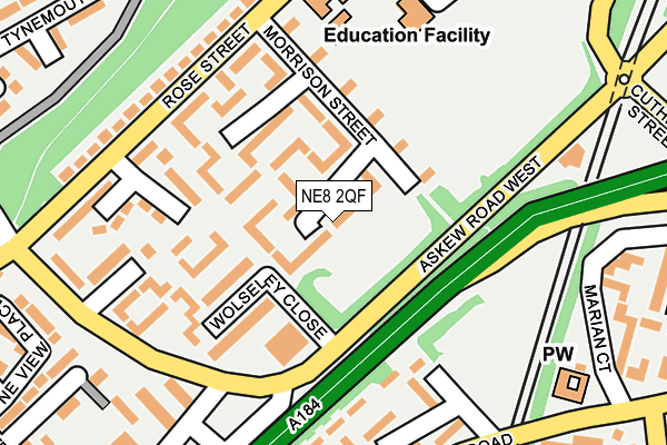 NE8 2QF map - OS OpenMap – Local (Ordnance Survey)
