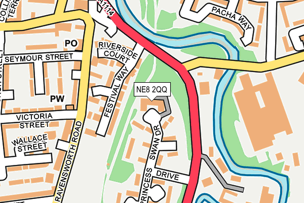 NE8 2QQ map - OS OpenMap – Local (Ordnance Survey)