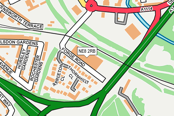 NE8 2RB map - OS OpenMap – Local (Ordnance Survey)