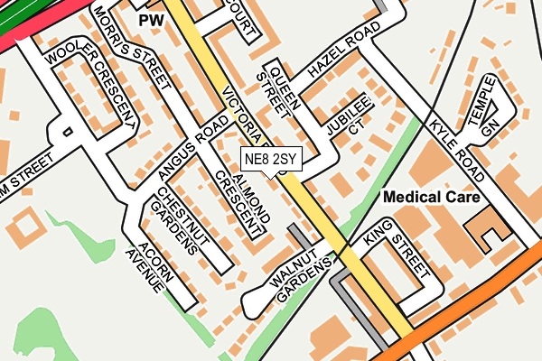 NE8 2SY map - OS OpenMap – Local (Ordnance Survey)