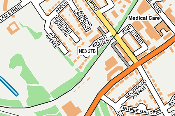 NE8 2TB map - OS OpenMap – Local (Ordnance Survey)