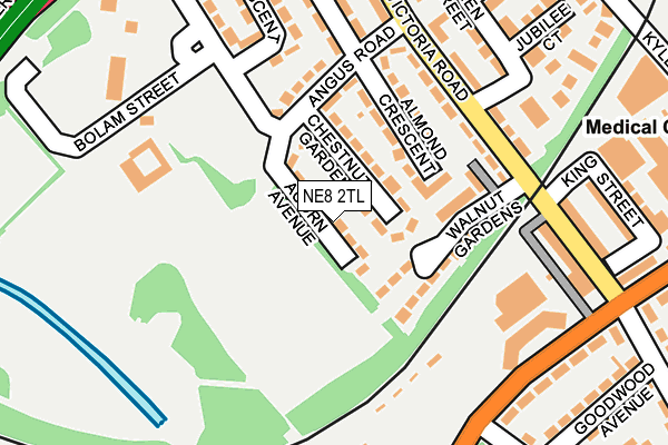 NE8 2TL map - OS OpenMap – Local (Ordnance Survey)