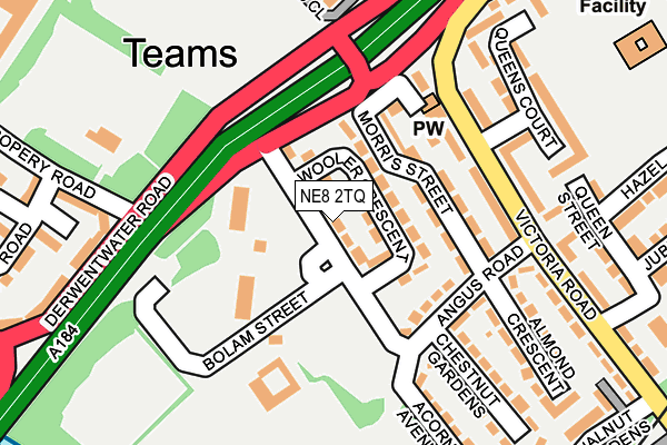 NE8 2TQ map - OS OpenMap – Local (Ordnance Survey)