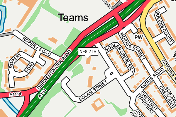 NE8 2TR map - OS OpenMap – Local (Ordnance Survey)